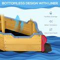 Outsunny Pirate Sandbox With Cover And Rudder, Wooden Sandbox With Storage Bench And Seat, Outdoor Toy For Kids Ages 3 8 Years Old Orange Wood