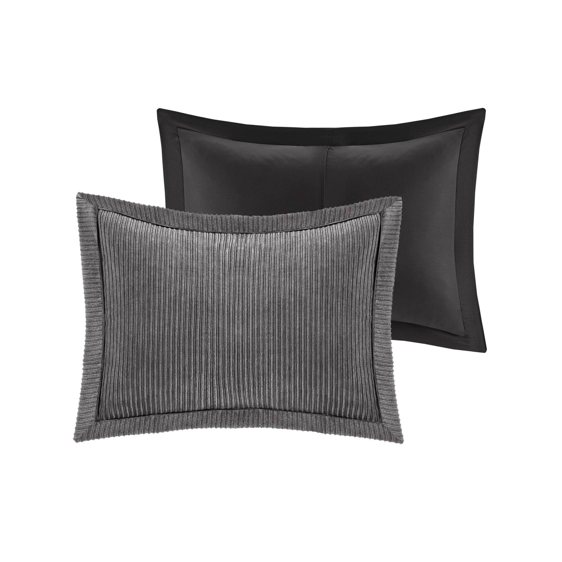 7 Piece Micro Corduroy Comforter Set Grey King Grey Polyester