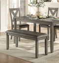 Transitional 6 Piece Dining Set Gray Finish Dining Table Bench 4X Side Chairs Upholstered Seats Wooden Dining Kitchen Furniture Wood Wood Gray Seats 6 Wood Bedroom 60 Inches Bench Seating Casual,Transitional 4 Leg Rectangular Dining Table With Chair And