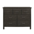1Pc Charcoal Gray Finish 7 Drawers Dresser Transitional Style Wooden Bedroom Furniture Charcoal Grey Bedroom Transitional Wood