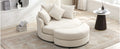 Orisfur. 360 Swivel Accent Barrel Chair With Storage Ottoman & 4 Pillows, Modern Chenille Leisure Chair Round Accent For Living Room, Cream Cream Foam Chenille