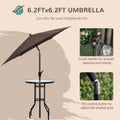 Outsunny 4 Piece Outdoor Patio Dining Furniture Set, 2 Folding Chairs, Adjustable Angle Umbrella, Wave Textured Tempered Glass Dinner Table, Black Black Steel