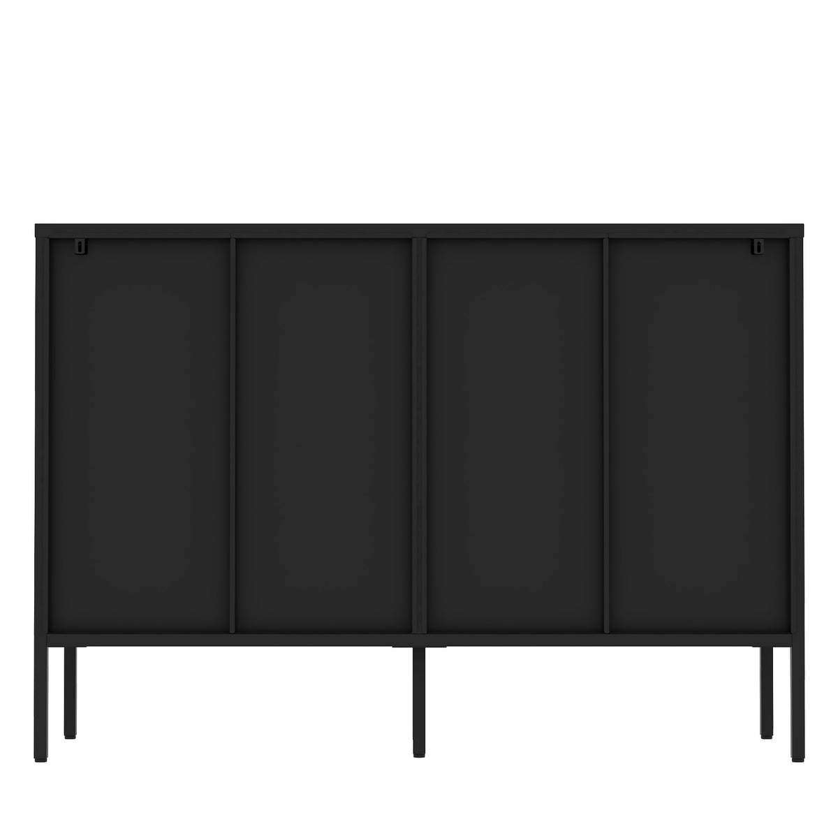 Metal Sideboard Cabinet With 4 Glass Door, Steel Locker Sideboard Buffet Cabinet, Sideboard Buffet Cabinet With 4 Doors, Kitchen Storage Cabinet, Coffee Bar Cabinet For Kitchen, Living Room, Black