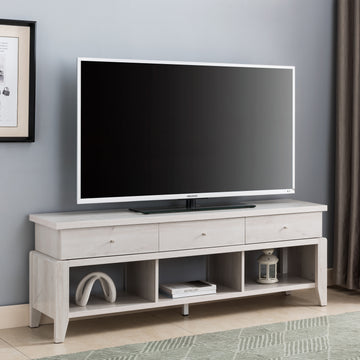 Elegant White Oak Tv Stand With Three Drawers And Three Shelves For Organizing Your Entertainment Center White Oak 60 69 Inches Mdf