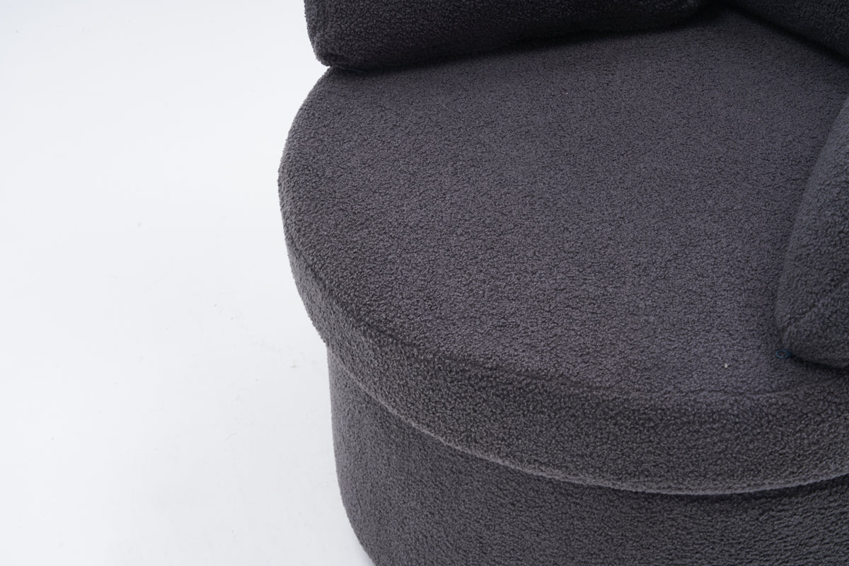 029 Teddy Fabric Swivel And Storage Chair With Back Cushion For Living Room,Dark Gray Dark Gray Primary Living Space Modern Foam Teddy