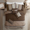 7 Piece Faux Suede Comforter Set Brown King King Brown Polyester