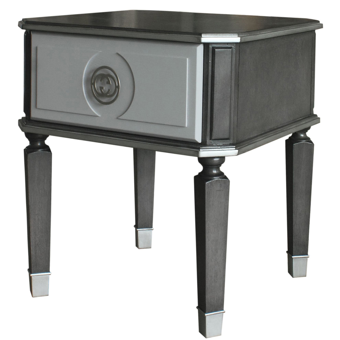 Charcoal And Light Grey End Table With 1 Drawer Charcoal Grey Primary Living Space Modern Drawers Wood