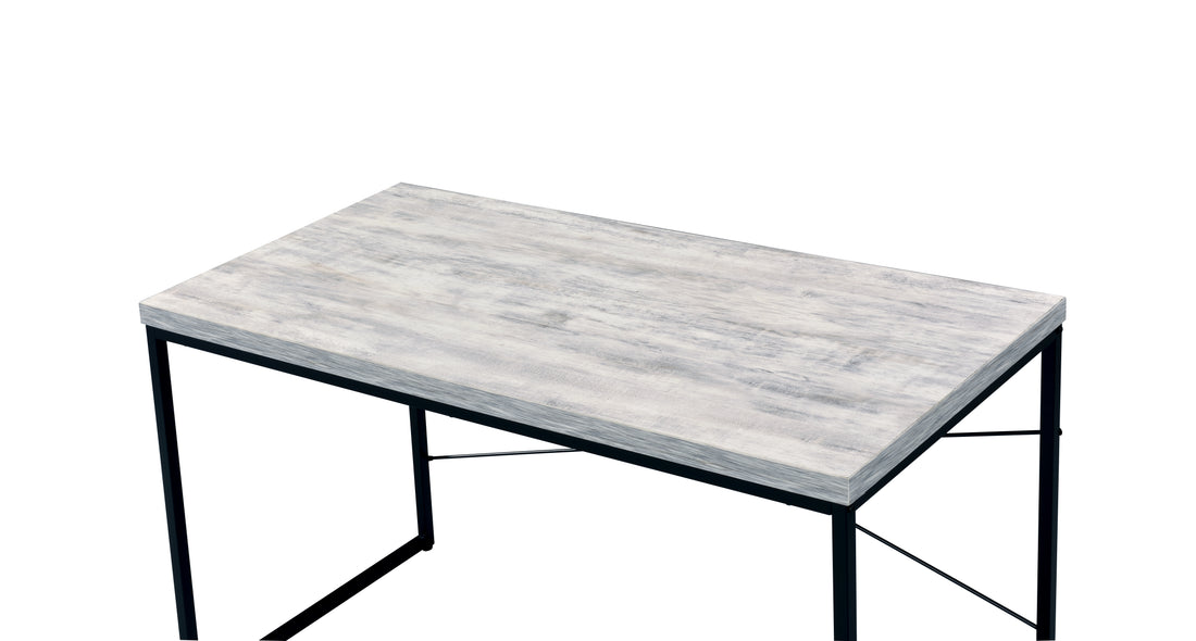 Bob Antique White & Black Finish Writing Desk Antique White,Black Metal,Synthetic Wood