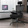 Big And Tall Office Chair 500Lbs Ergonomic Office Chair For Heavy People With 3D Armrest, Quiet Rubber Wheels, Adjustable Lumbar Support And Headrest Heavy Duty Metal Base Mesh Chair Nylon Black