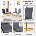 Table And Chair Set,Modern Rectangular Table With 0.4 Inch Black Patterned Tabletop And Gold Legs, Suitable For Kitchen, Dining Room, And Living Roomcomfortable Pu Seats,Perfect For Dinner, Meet Grey Black Seats 6 Sintered Stone