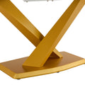 Table And Chair Set, The Table Is Equipped With A Marble Patterned Mdf Tabletop And Gold Table Legs.The Chair Is Equipped With Pu Synthetic Leather High Back Cushion And Gold Coated Metal Legs. Gold Black Seats 4 Mdf Metal