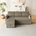 85 Inches Corduroy Sofa Bed, 3 Seater Sleeper Sofa With Storage Chaise, Square Handrail With Two Cup Holder And Usb Charge Port, Pull Out Couch For Living Room Brown Corduroy 3 Seat