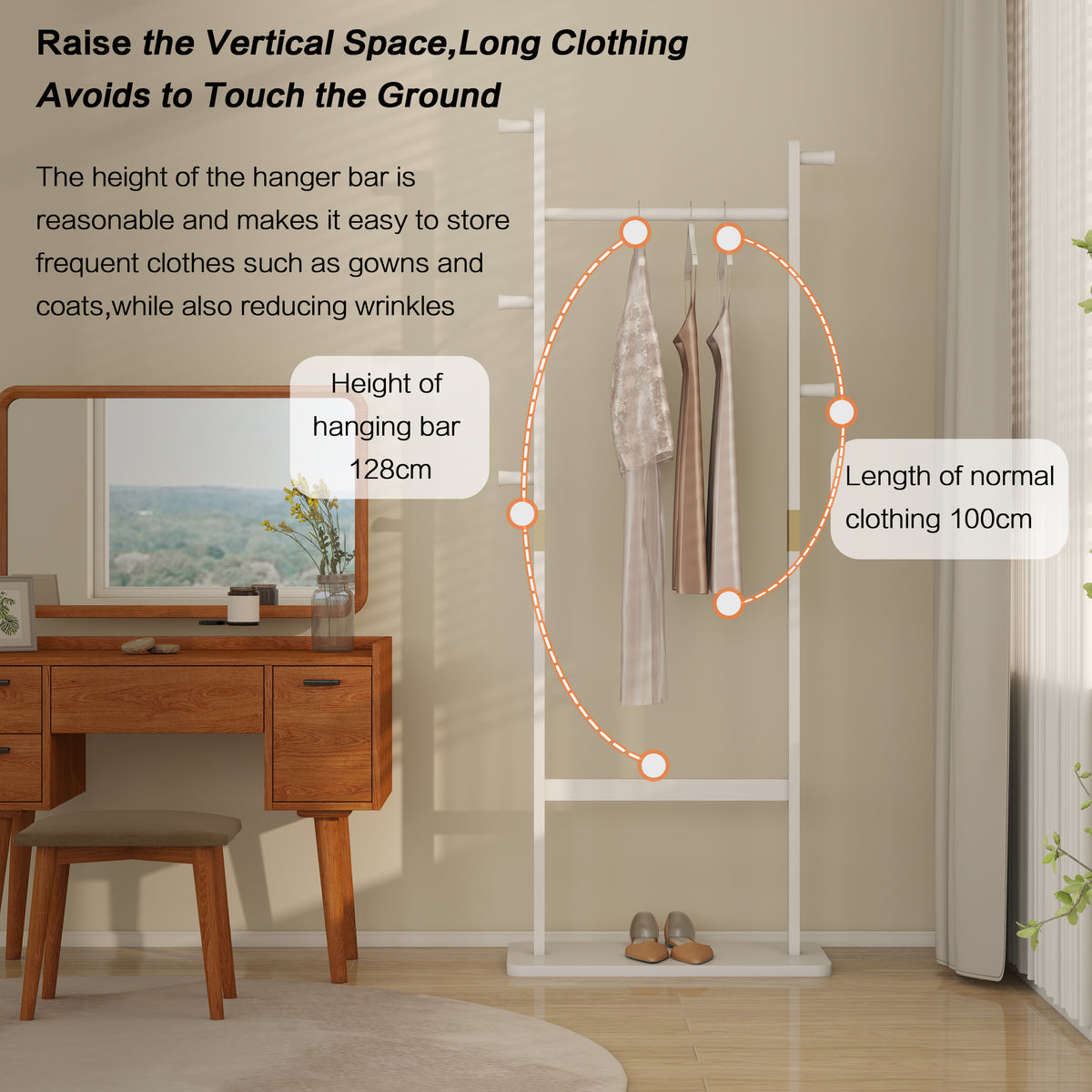 Coat Racks Solid Wood Hanger 23.6* 11*64.1In Solid Environmental Protection Easy To Assemble Beautiful Can Be Placed In The Bedroom Entrance Living Room White White White American Design,Art