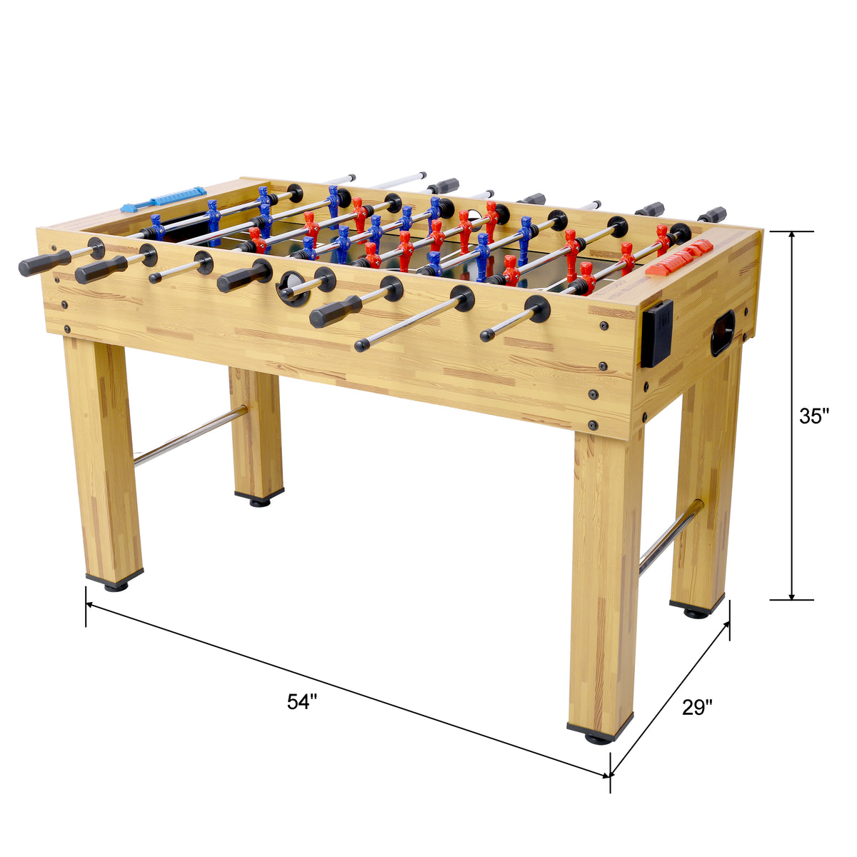 54 Inch Hurricane Foosball Table For Family Game Rooms With Light Cherry Finish, Analog Scoring And Free Accessories Brown Mdf Steel