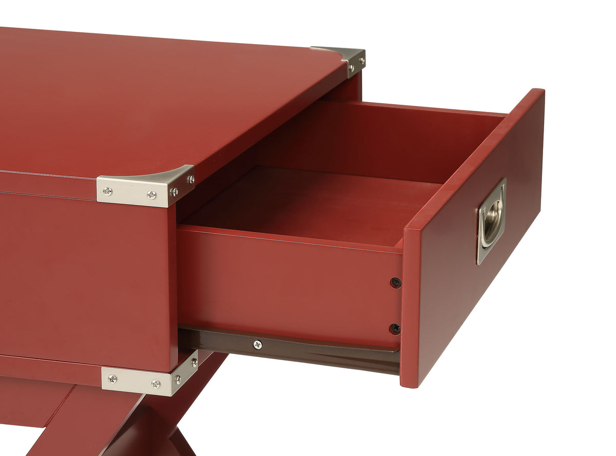 Babs Red Finish Accent Table Red Synthetic Wood