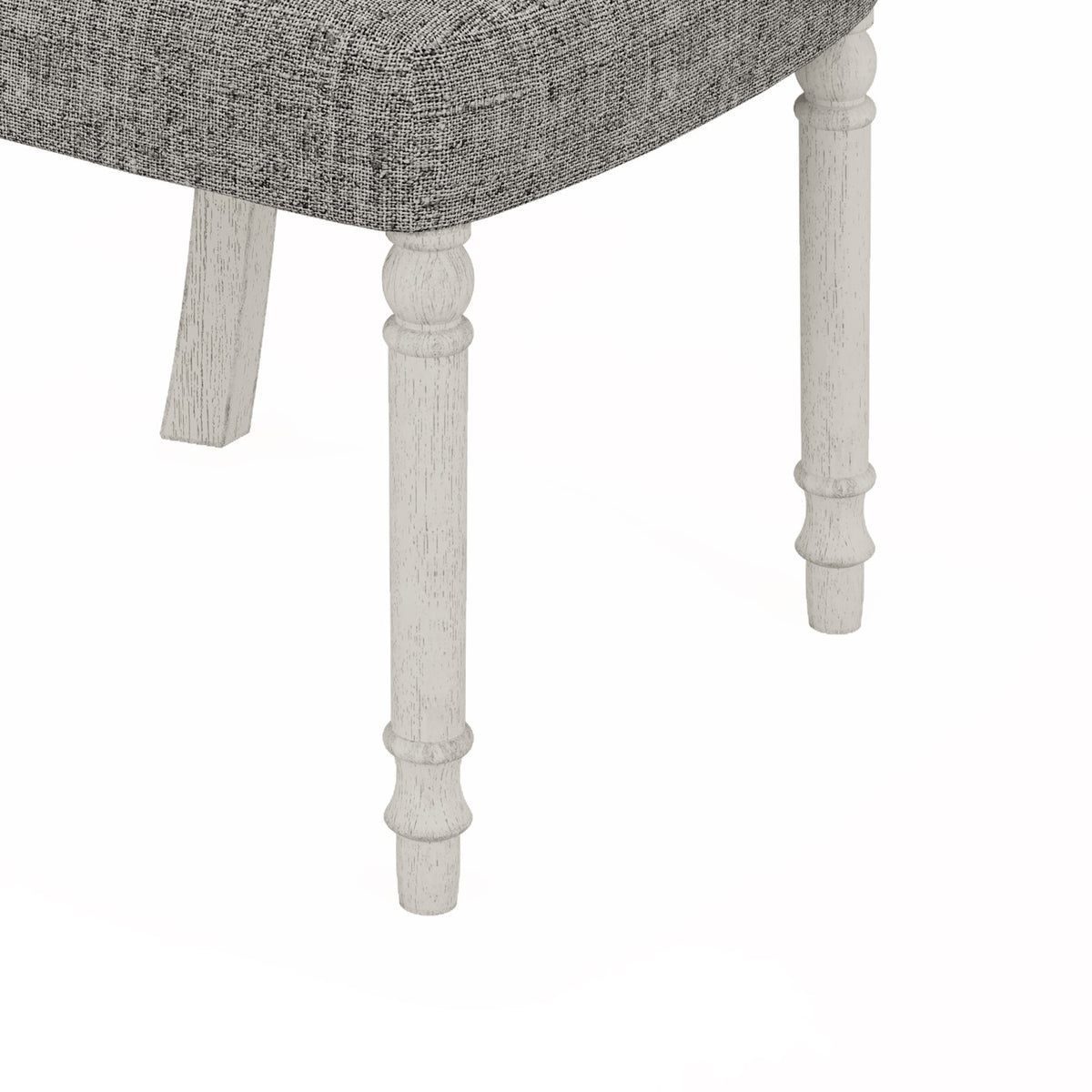 Tannen 59"W Round White And Gray 5 Pc Dining Table Set White Gray Linen