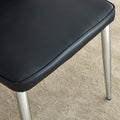 Table And Chair Set.Contemporary, Minimalist Rectangular Dining Table Featuring A Clear Tempered Glass Top And Sleek Silver Legs. Paried With Chairs Made Of Pu Material Cushion And Silver Metal Legs. Black Seats 6 Glass Metal