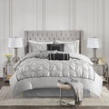 7 Piece Tufted Comforter Set Grey King King Grey Polyester