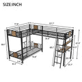 L Shaped Twin Over Twin Bunk Bed With Twin Size Loft Bed With Desk And Shelf ,Brown Brown Steel