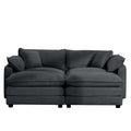 Corduroy Two Seater Sofa With 2 Footrest, 2 Seater Sofa With Ottoman For Small Living Spaces, Grey Corduroy Sofa Grey Corduroy 2 Seat