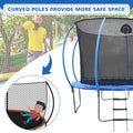 10Ft Trampoline With Enclosure Recreational Trampolines With Ladder And Anti Rust Coating, Pumpkin Shaped Trampoline With Slide And Basket Board, Astm Approval Outdoor Trampoline For Kids Black Blue