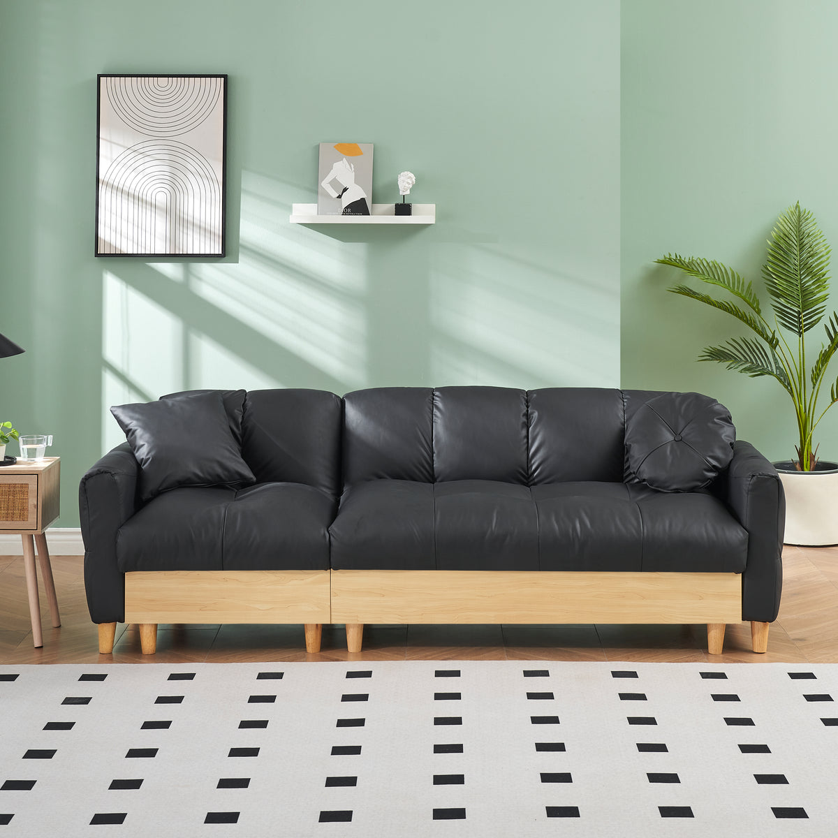 Black Technology Cloth Three Seat Sofa Lift Sofa Bed With Locker Sofa Sofa Bed Small Sofa Small Family Sofa Bed Black Tech Cloth 3 Seat