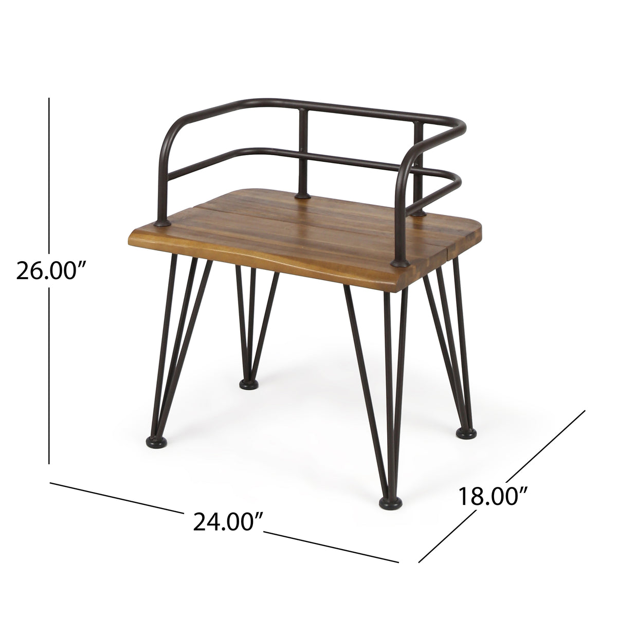 Zion Industrial Wood And Metal Chair Teak Metal & Wood