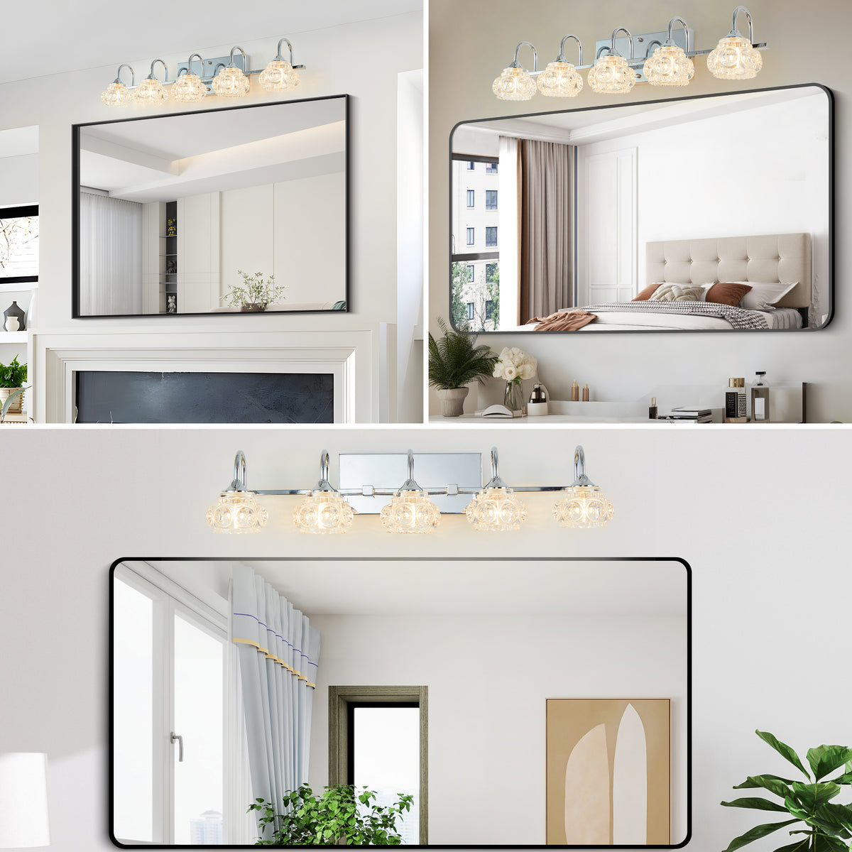 Brushed Nickel Finish Vintage Crystal Vanity Light Elegant 5 Light Bathroom Mirror Fixture With Clear Glass Shades No Bulbs Brushed Nickel Crystal Iron