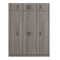 4 Door Wardrobe With 1 Drawer And Top Cabinetgray Gray Gray Bedroom Contemporary Particle Board