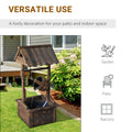 Outsunny Outdoor Wooden Wishing Well Fountain With Adjustable Water Flow Rate, Outdoor Rustic Waterfall Fountain With Electric Pump, Water Bucket, For Backyard Patio Garden Lawn, Carbonized Finish Brown Polypropylene