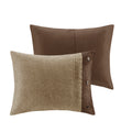 7 Piece Faux Suede Comforter Set Brown Queen Queen Brown Polyester