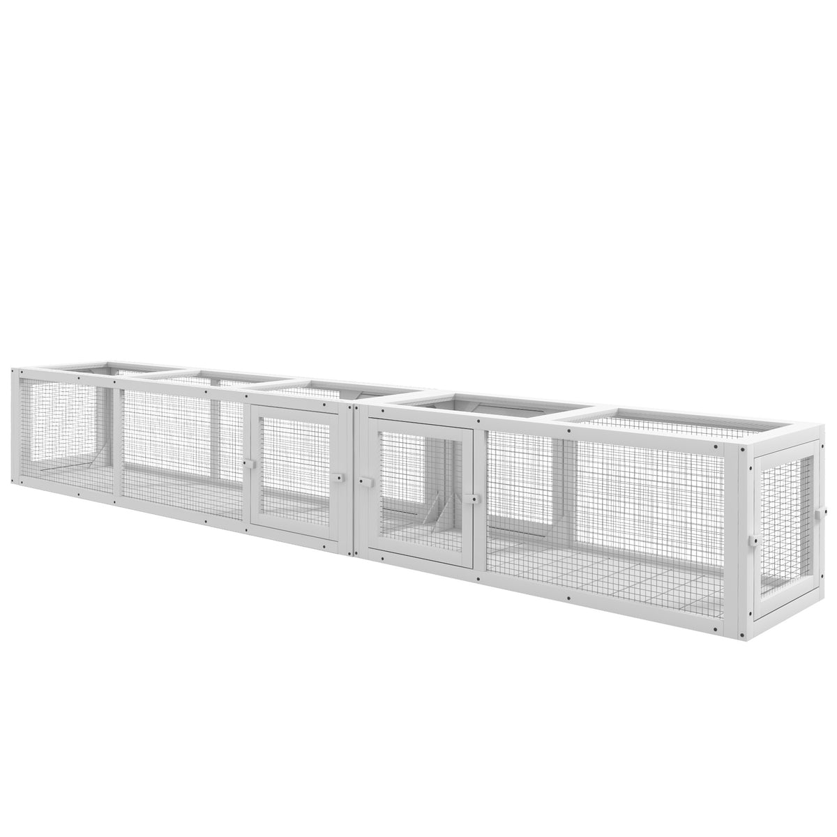 Pawhut Cat Tunnel Outdoor, Wooden Cat Tube With Combinable Design, 8 Doors, 98" Cat Toys For Kitty, Puppy, Pet, House, Window, Cage, White White Wood