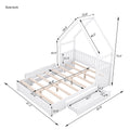 Wood Queen Size House Platform Bed With Guardrail And 2 Drawers, White Box Spring Not Required Queen White Wood Bedroom Bed Frame Solid Wood Mdf