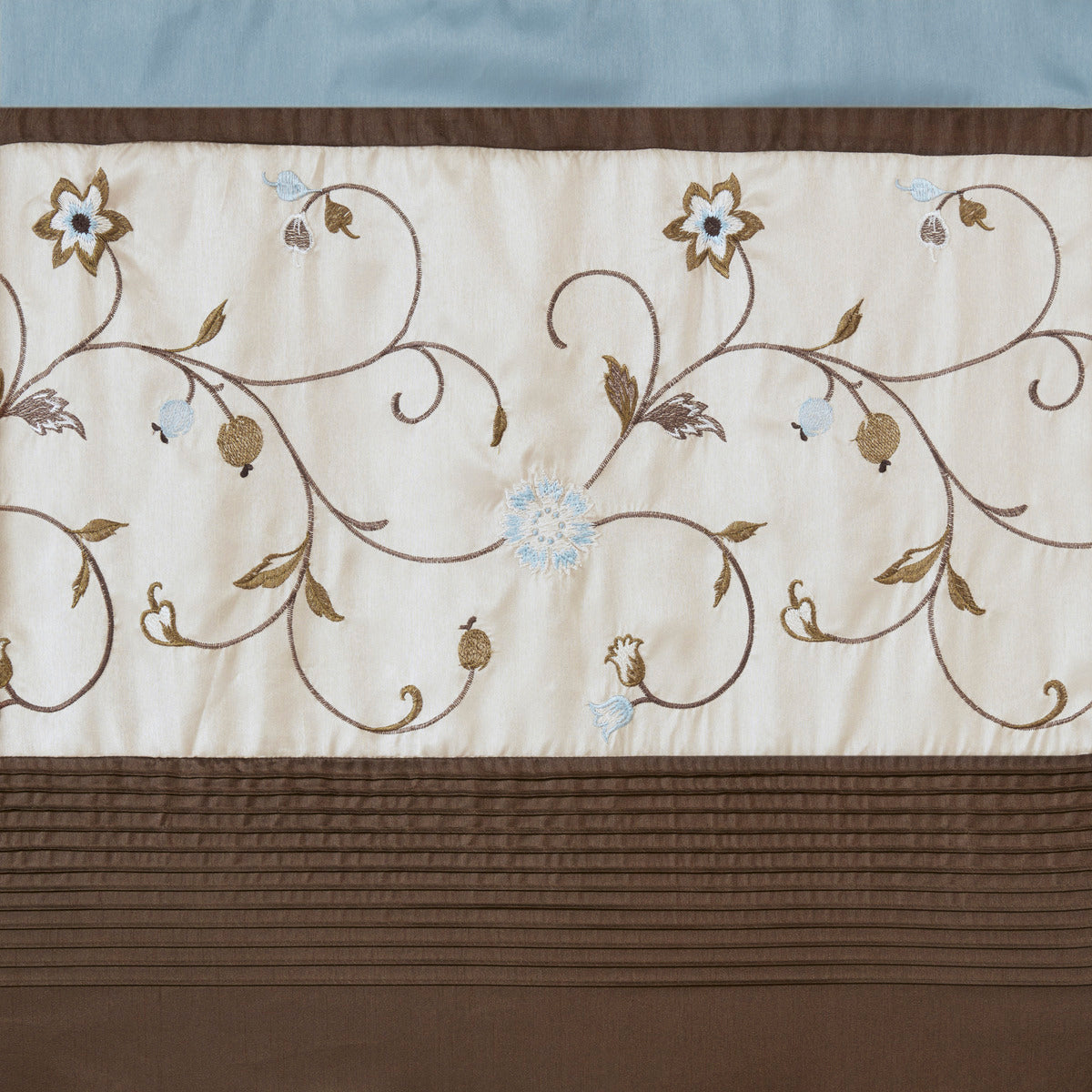 Embroidered Window Valance Blue 50X18" Blue Polyester