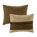 7 Pc Pieced Faux Suede Comforter Set Natural Cal King California King Natural Polyester