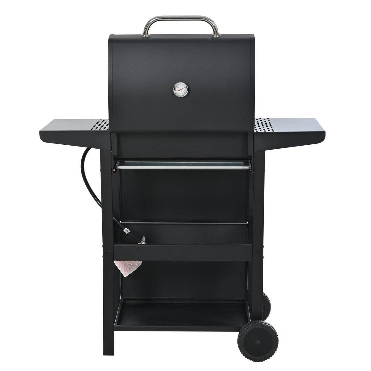Propane Gas Grill 4 Burner Barbecue Grill, Stainless Steel 34,000 Btu Patio Garden Barbecue Grill With Two Shelves, Lid, Wheels And Bottle Opener Black Iron