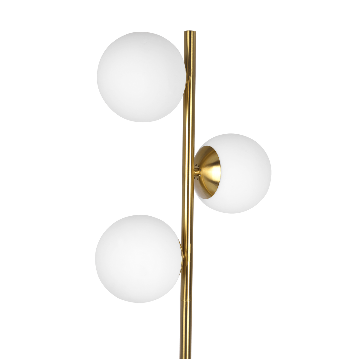 Brilliance Modern Gold Brush Floor Lamp, Opal Glass Shades And Round Metal Base Clear,Gold Brass,Glass