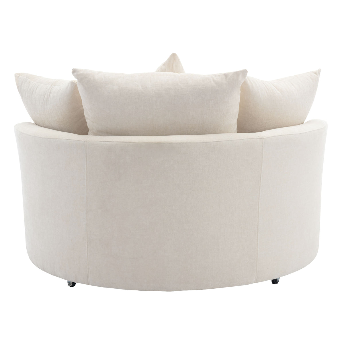 Orisfur. 360 Swivel Accent Barrel Chair With Storage Ottoman & 4 Pillows, Modern Chenille Leisure Chair Round Accent For Living Room, Cream Cream Foam Chenille
