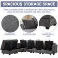 113.5'' Modular Sectiona Corduroy Sofa, Sectional Couches For Living Room U Shaped Sectional Couch With Storage Ottoman, 6 Seats Convertible Sectionals With Chaise Dark Gray Corduroy 6 Seat