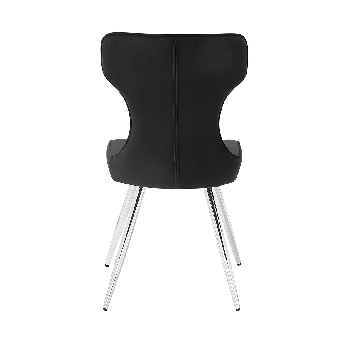 Ultra Modern Dining Furniture Set Of 2 Side Chairs Black Velvet Upholstery Chrome Finish Metal Legs Black,Chrome Dining Room Ultra Modern Side Chair Set Of 2 Metal