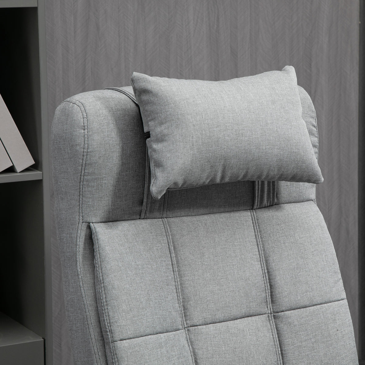 Vinsetto Executive Linen Feel Fabric Office Chair High Back Swivel Task Chair With Adjustable Height Upholstered Retractable Footrest, Headrest And Padded Armrest, Light Grey Grey Polyvinyl Chloride