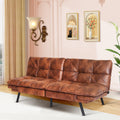 Futon Sofa Bed With Adjustable Backrests Sleeper Couch With Adjustable Armrests Convertible Sofa Couch Bed For Small Space Apartment Living Room Brown Brown Polyester