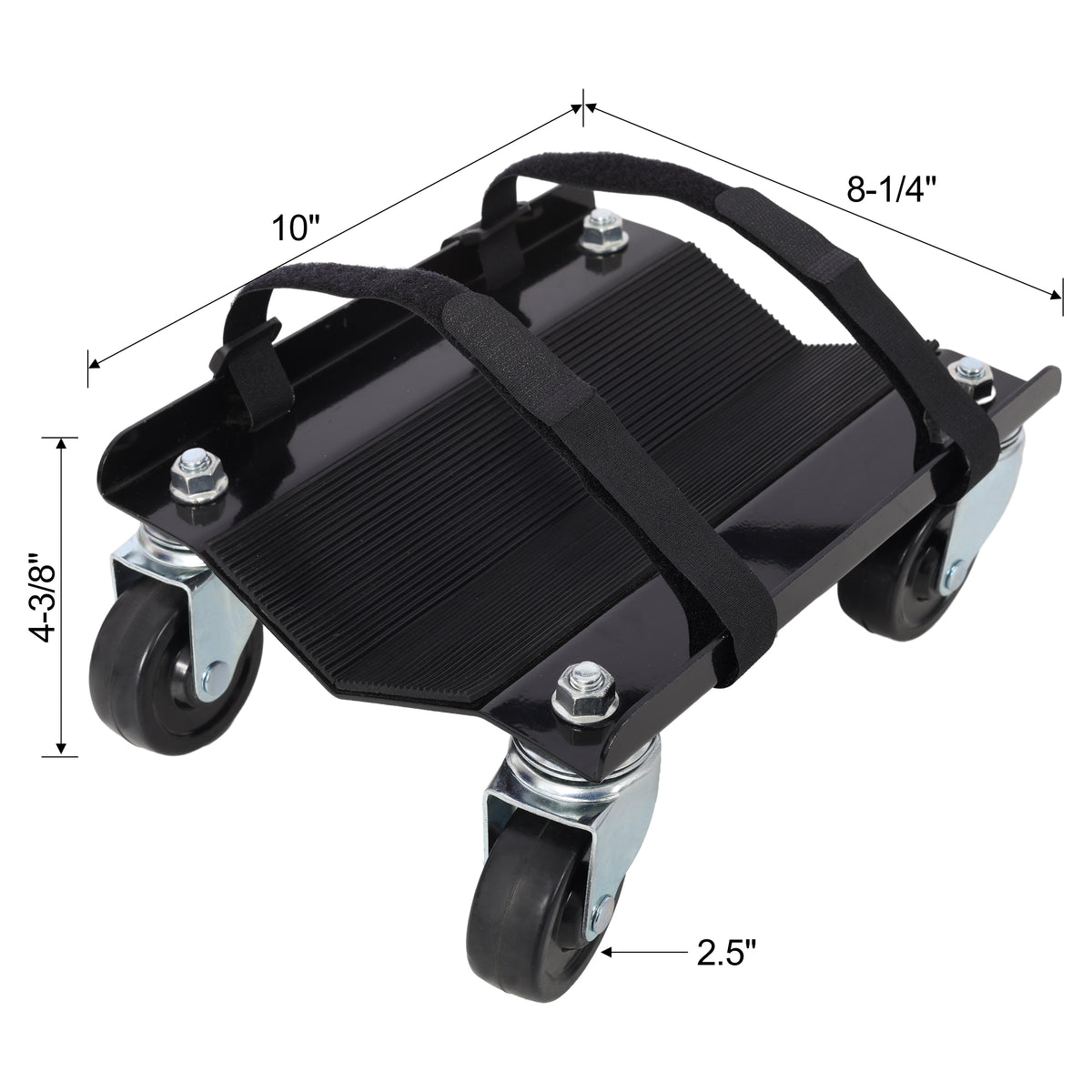 Snowmobile Dolly Heavy Duty Carries Up To 1500Lbs V Slide With 2.5" Swivel Casters Rubber Pad Protecting Skis And 2 Pairs Of Heavy Duty Straps Firmly Attaching On Skis,Black Color Black Steel