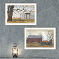 2 Piece Vignette Farmhouse, Barn & Pumpkin Wagon White Framed Wall Art For Living Room, Bedroom Wall Art Print For Home Decor By Billy Jacobs Multicolor Wood Paper