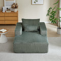 62.5 Inch Corduroy Sponge Sofa Lounge Chair,No Assembly Required,Fluffy Modern Sleeper Chair For Indoor Living Room Bedroom Army Green Foam Corduroy 1 Seat