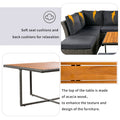 Patio Furniture Set, 10 Piece Outdoor Conversation Set, Coffeetable With Ottomans, Solid Wood Coffee Table Grey Rattan
