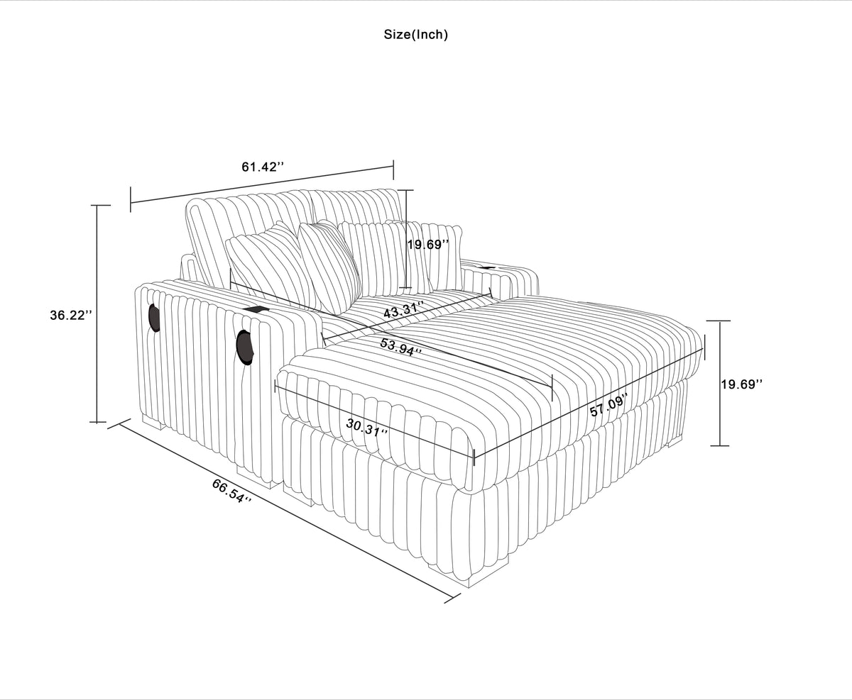 61.42Inch Square Arm Loveseat With Ottoman, 2Pcs Back Cushions And 4Pcs Toss Pillows, Cup Holder,Bluetooth Speaker,Wireless Charger,Usb Ports For Living Room And Bedroom,Beige Beige Polyester Wood Primary Living Space Soft Loose Back Modern Pine Square