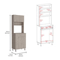 Della 60 Kitchen Pantry With Countertop, Closed & Open Storage Light Gray Gray Kitchen Open Storage Space Modern Particle Board Particle Board
