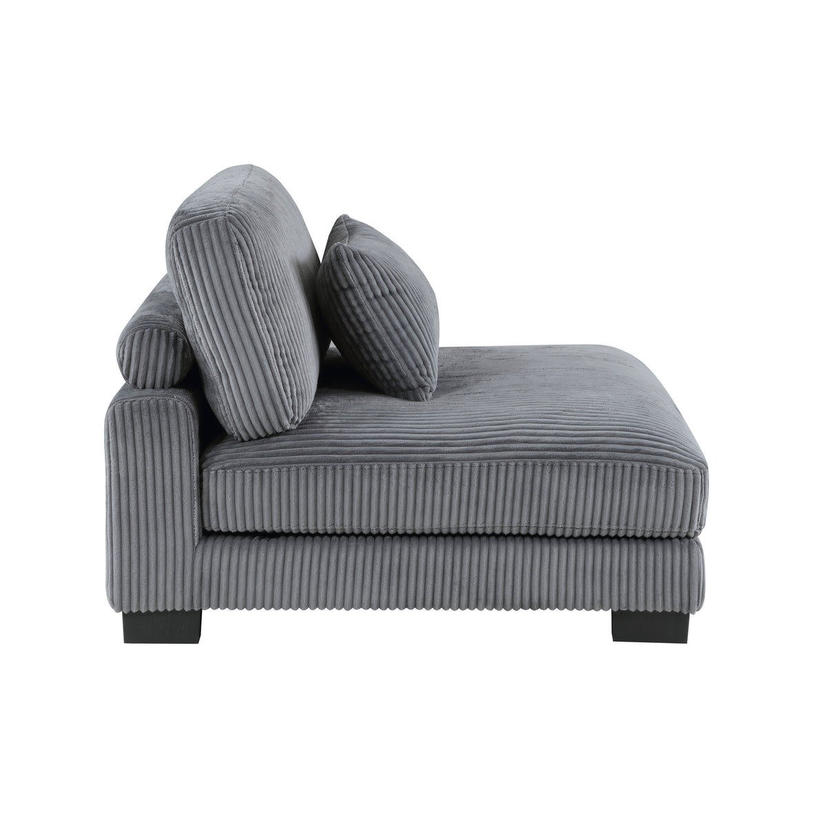 1Pc Modern Living Room Furniture Modular Armless Chair Plush Gray Corduroy Fabric Upholstery Plywood Frame, Matching Pillow Gray Wood Primary Living Space Modern Plywood 1 Seat