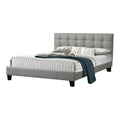 Eve Platform King Size Bed, Vertical Channel Tufted Light Gray Upholstery Light Gray Wood